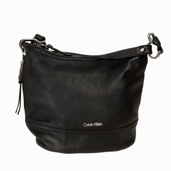 Calvin Klein Black Pebbled Leather Shoulder Bag – Good Condition - Picture 1 of 6